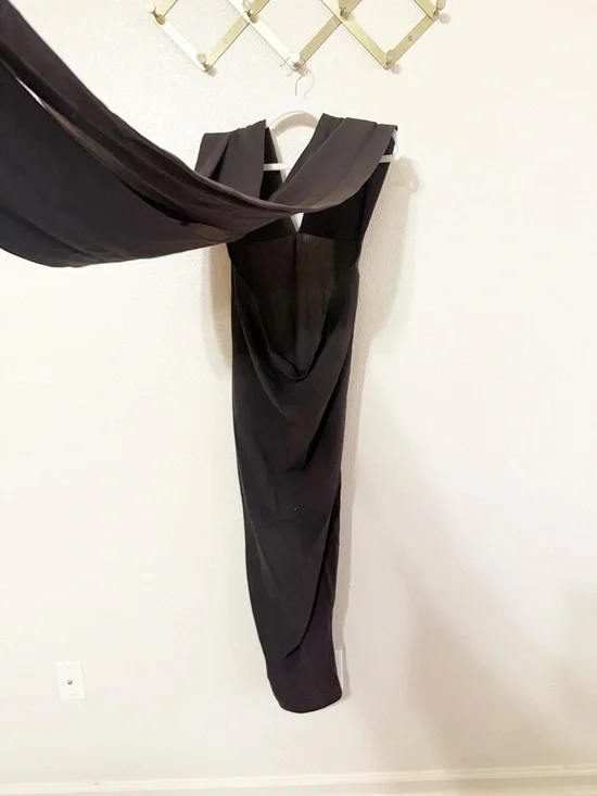 Paloma Wool Alberch Strapless Wool Blend Chocolate Brown Dress w/ Attached Scarf - Picture 7 of 12